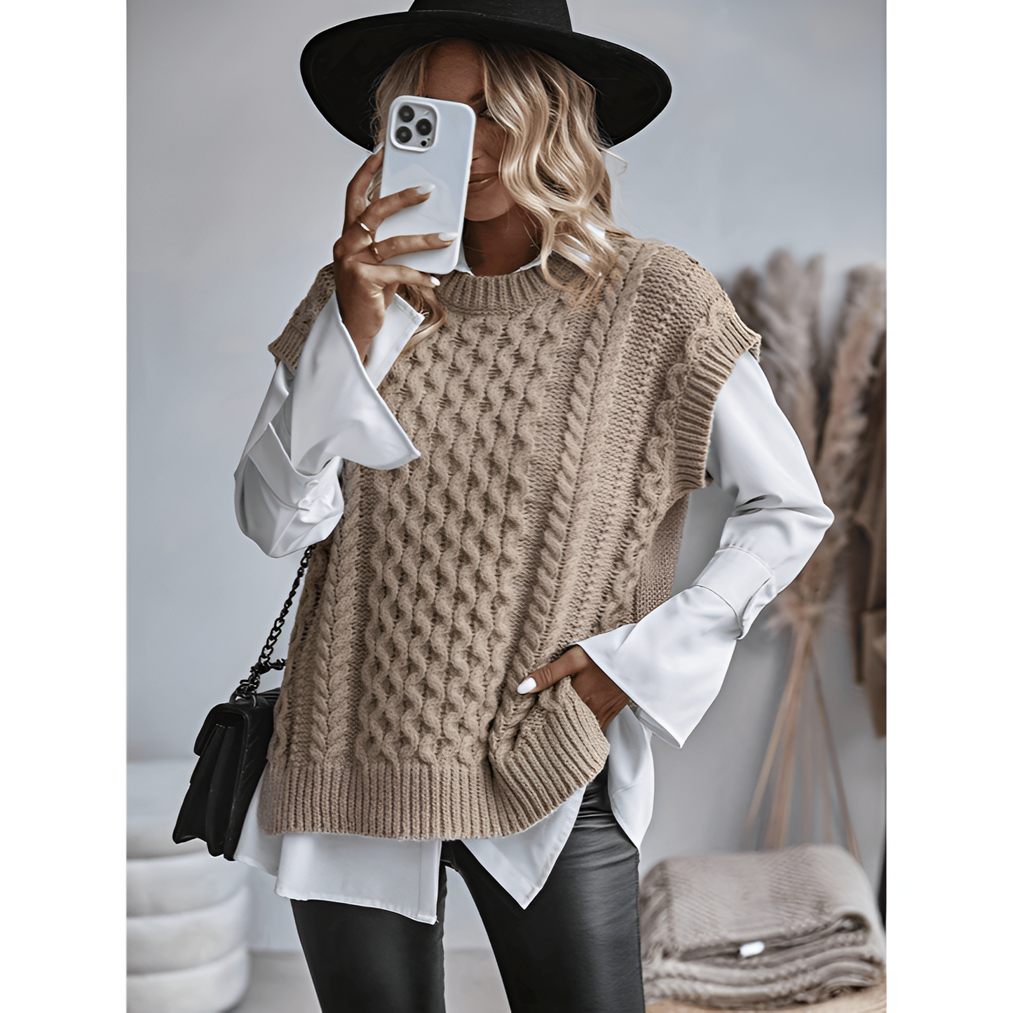 Ärmlös stickad topp för dam – mjukt material – eleganta färger – mångsidig look