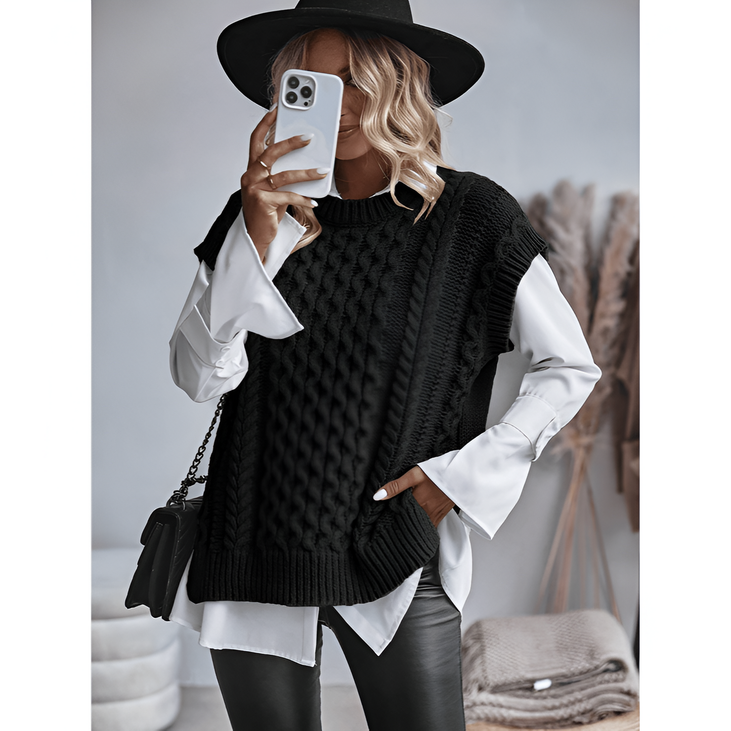 Ärmlös stickad topp för dam – mjukt material – eleganta färger – mångsidig look
