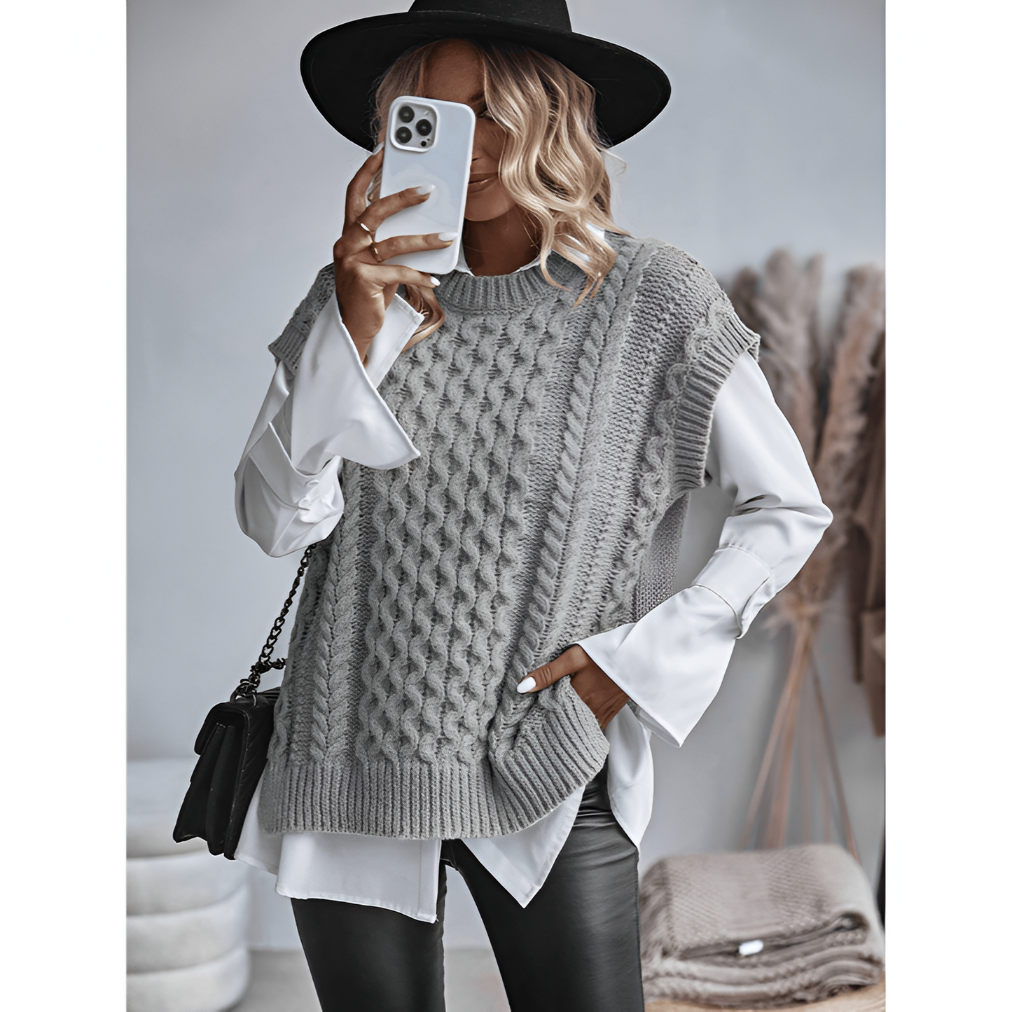 Ärmlös stickad topp för dam – mjukt material – eleganta färger – mångsidig look