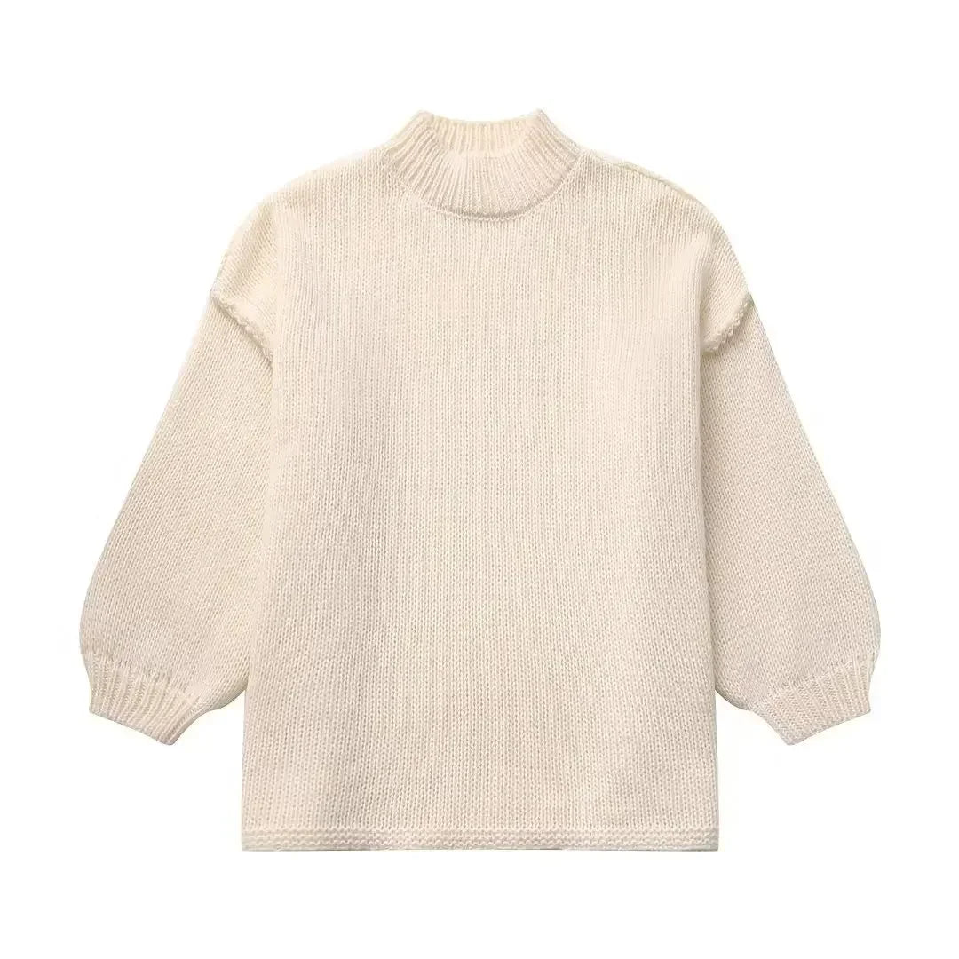 Oversized stickad tröja med puffärmar – Trendig och mysig5