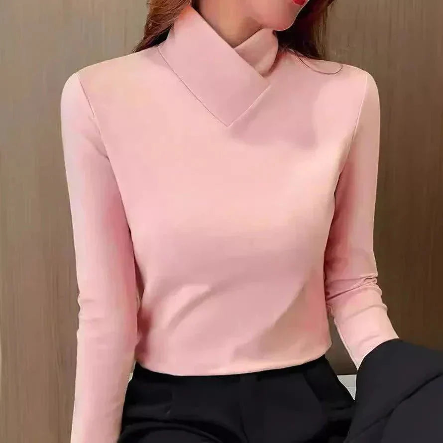 Elegant Höghalsad Långärmad Topp för Komfort och Stil