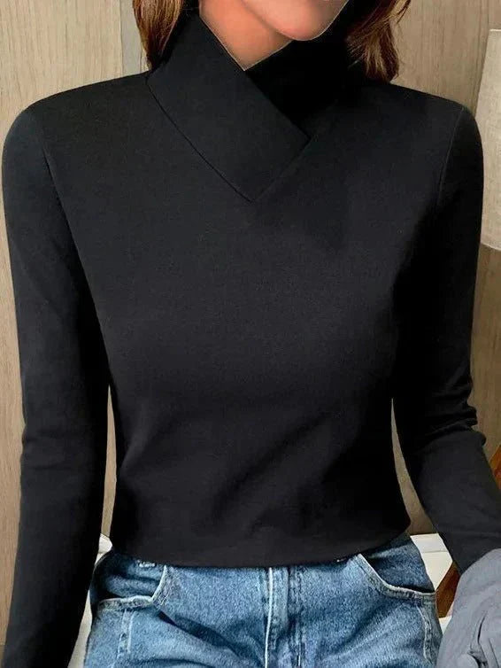 Elegant Höghalsad Långärmad Topp för Komfort och Stil