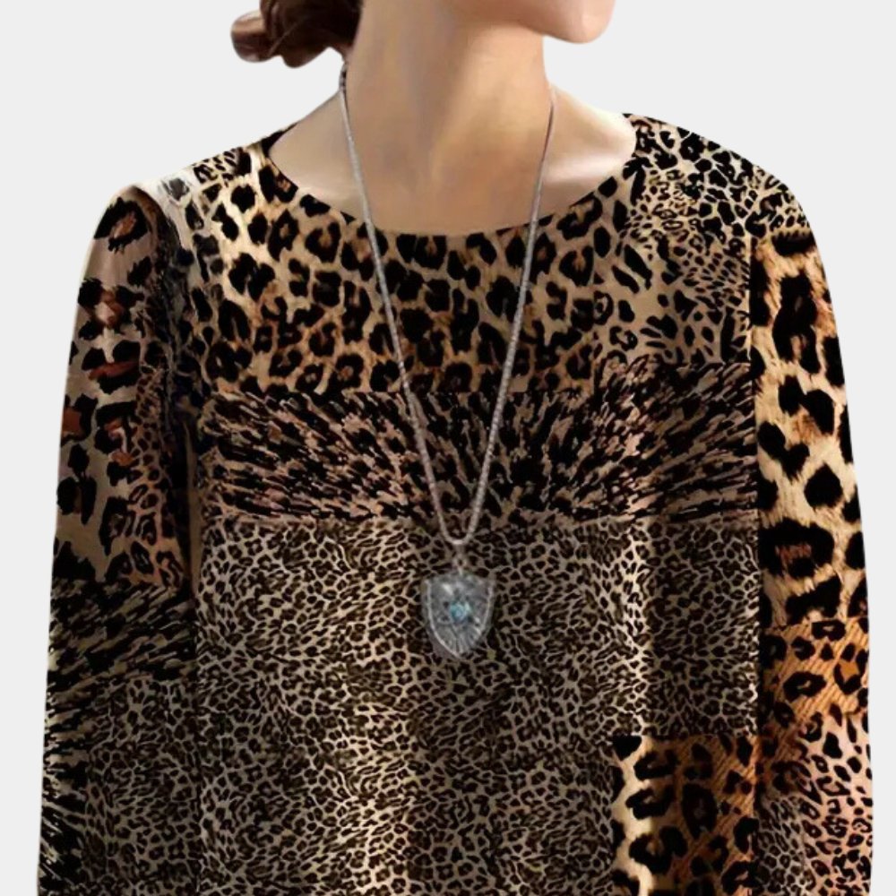 Damskjorta med leopardmönster – Iögonfallande design – Bekväm att bära – Långa ärmar