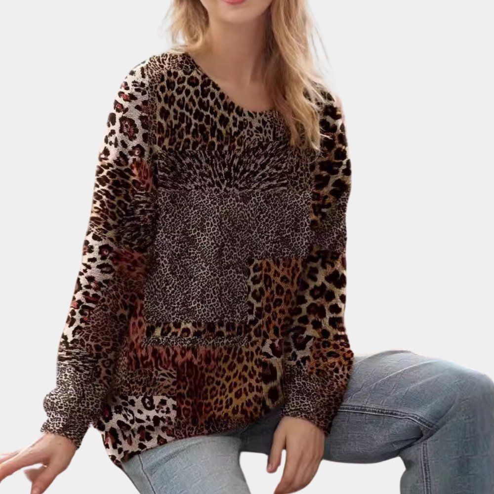 Damskjorta med leopardmönster – Iögonfallande design – Bekväm att bära – Långa ärmar