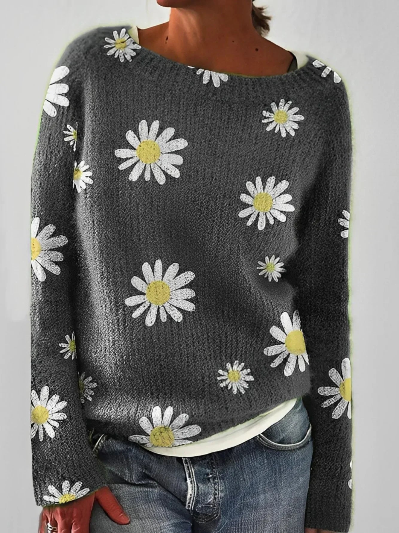 Luddig Stickad Tröja med Rund Hals – Mjuk & Elegant
