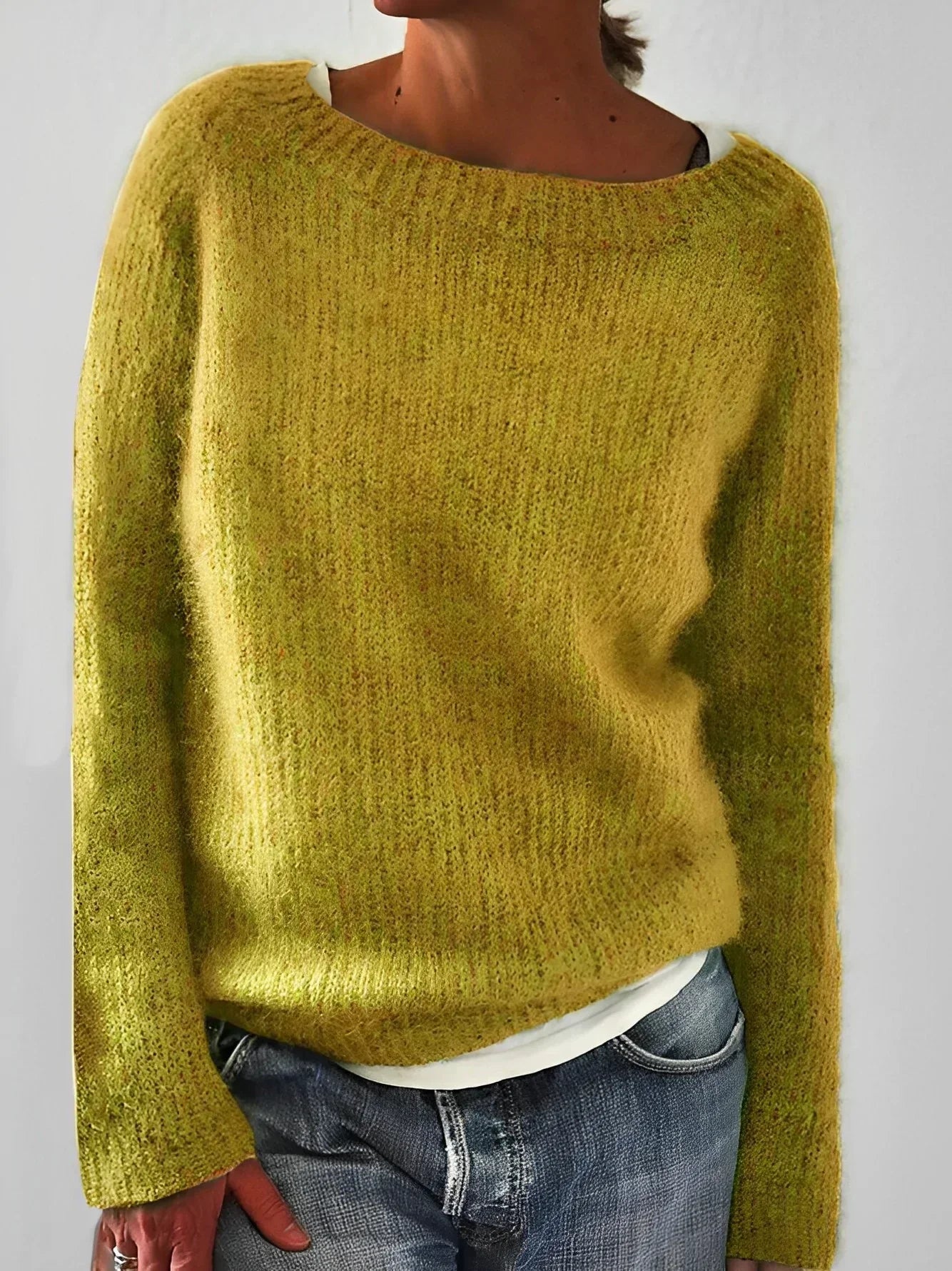 Luddig Stickad Tröja med Rund Hals – Mjuk & Elegant