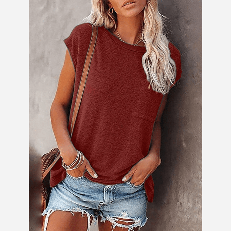 Dam-T-shirt – Rund hals – Klassisk passform – Mjukt tyg