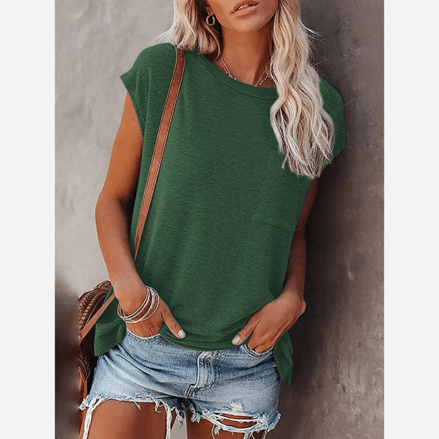 Dam-T-shirt – Rund hals – Klassisk passform – Mjukt tyg