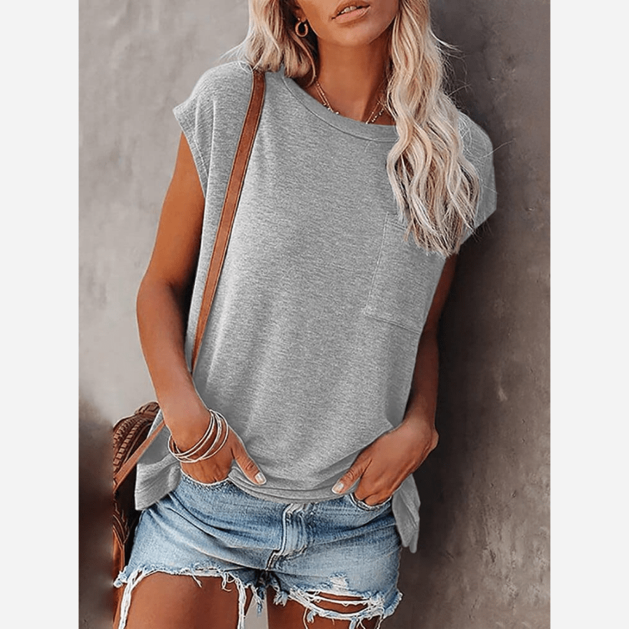 Dam-T-shirt – Rund hals – Klassisk passform – Mjukt tyg