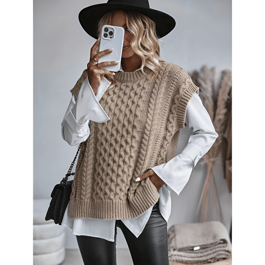 Ärmlös stickad topp för dam – mjukt material – eleganta färger – mångsidig look