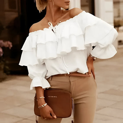 Damblus – Off-shoulder – Rynkad design – Lätt tyg