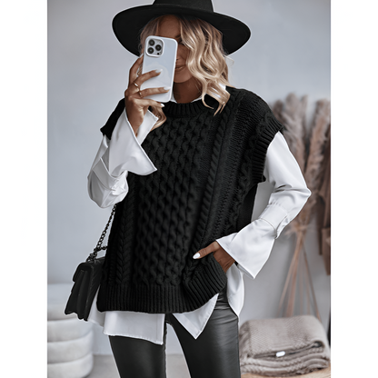 Ärmlös stickad topp för dam – mjukt material – eleganta färger – mångsidig look
