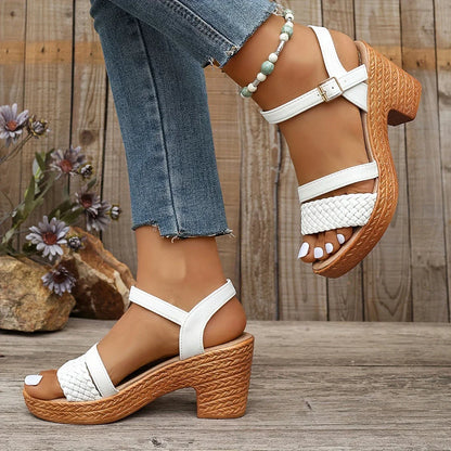 Ladies Sandals With Open Teen - Blok Hak - Stylish Bands - Lightweight 5