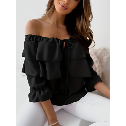 Damblus – Off-shoulder – Rynkad design – Lätt tyg