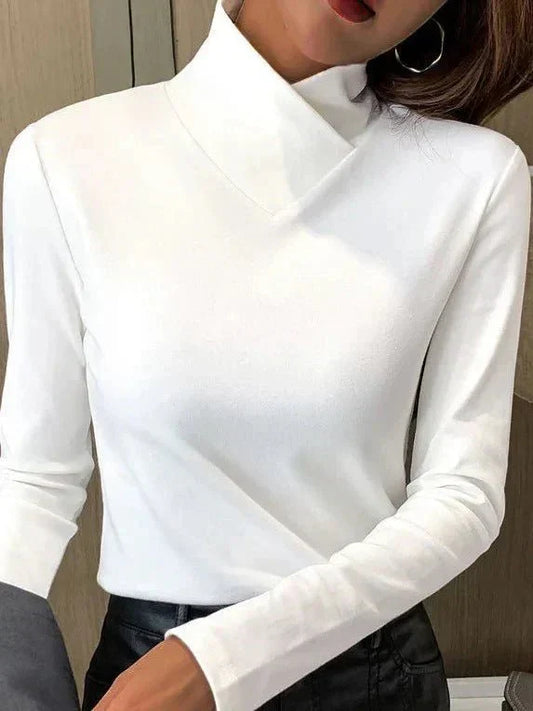 Elegant Höghalsad Långärmad Topp för Komfort och Stil