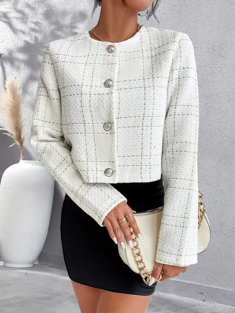 Elegant Kort Tweedjacka - Stilren och Sofistikerad