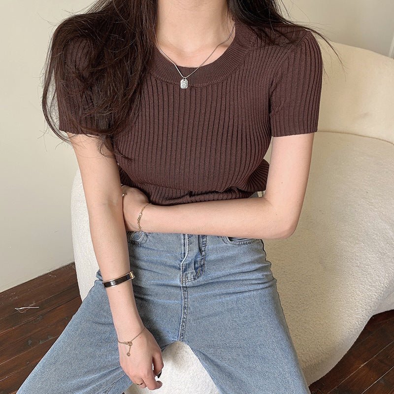 Knit Top för kvinnor – Premiumtyg – Tidlös design – Mångsidig stil