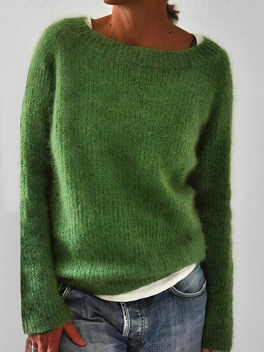 Luddig Stickad Tröja med Rund Hals – Mjuk & Elegant