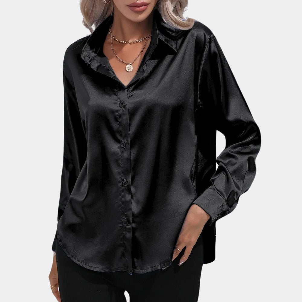 Damskjorta – Premium satin – Långa ärmar – Tidlös passform
