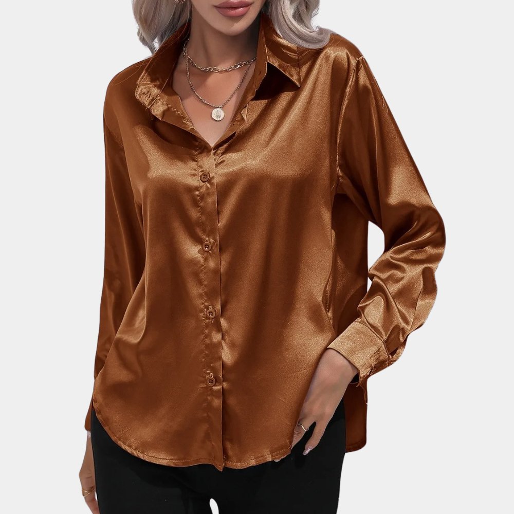 Damskjorta – Premium satin – Långa ärmar – Tidlös passform