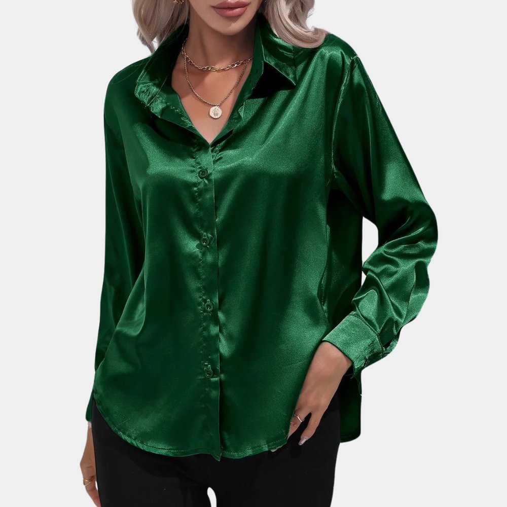 Damskjorta – Premium satin – Långa ärmar – Tidlös passform