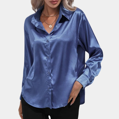 Damskjorta – Premium satin – Långa ärmar – Tidlös passform