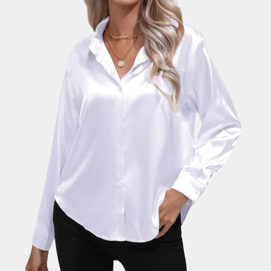 Damskjorta – Premium satin – Långa ärmar – Tidlös passform